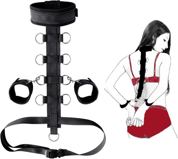 Ensemble de bondage SM réglable avec collier et menottes pour couples