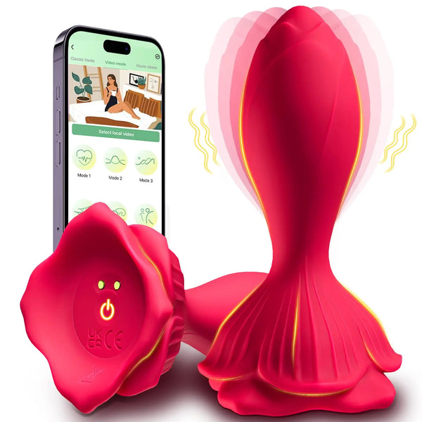 Plug anal rose contrôlé par application - 9 vibrations, étanche